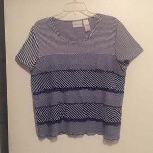 Blue and white striped blouse